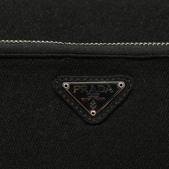 PRADA Hand Bag Canvas Black Silver Auth sw1249 - Picture 11 of 15